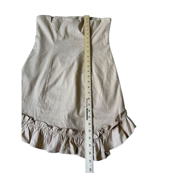 Lovers + Friends Revolve CURTIS MINI DRESS size M Strapless Mini Tan Linen Blend - Picture 9 of 13